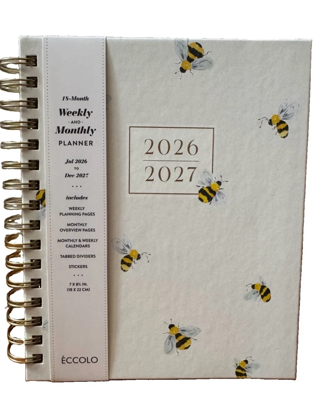 Eccolo Planner 2026- 2027 18-Month Weekly & Monthly Planner Hard Cover 8x7.5”